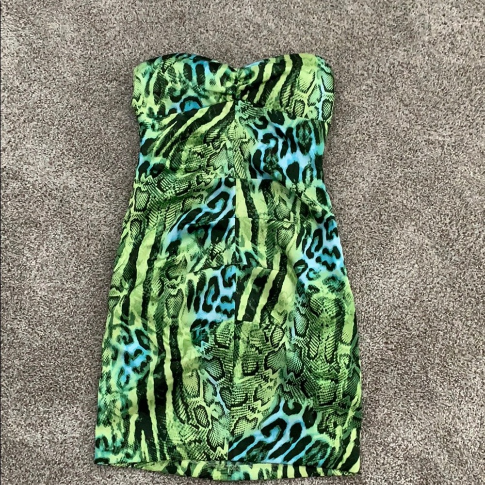 Strapless animal print dress